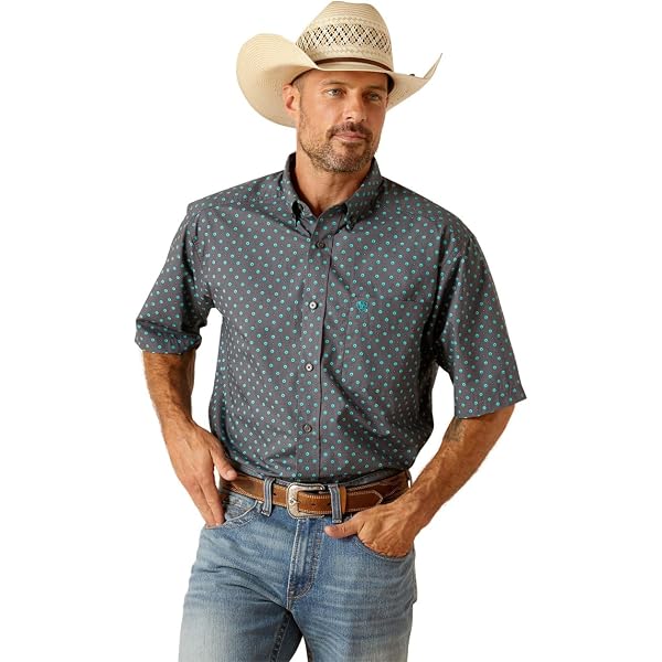 Ariat Camicia Everly Uomo | Taglio Classico Confortevole | Tessuto Popeline Stampato | Maniche Lunghe - 2