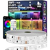 httpsmp 50FT Outdoor LED Strip Light Waterproof,IP68 Outside RGB+IC Light Strip with App/Remote Control,Chase Mode,Music Sync Light for Balcony,Deck,Rooftop,Garden,Pool