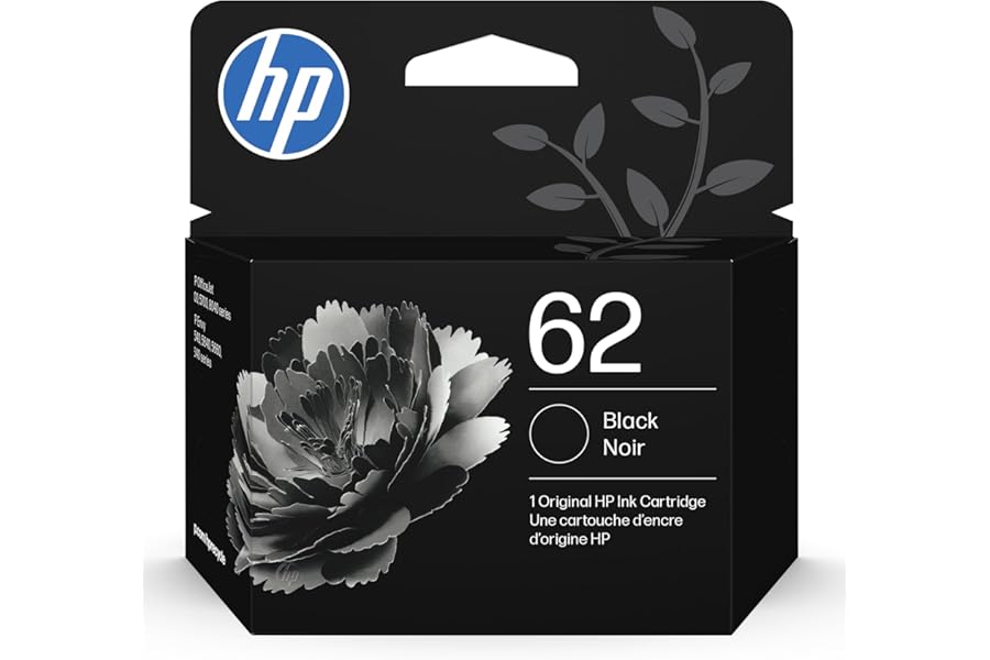 HP 62 Black Ink Cartridge | Works with Envy 5540, 5640, 5660, 7640, OfficeJet 5740, 8040, OfficeJet Mobile 200, 250 | Instant Ink Eligible | C2P04AN | Packaging May Vary