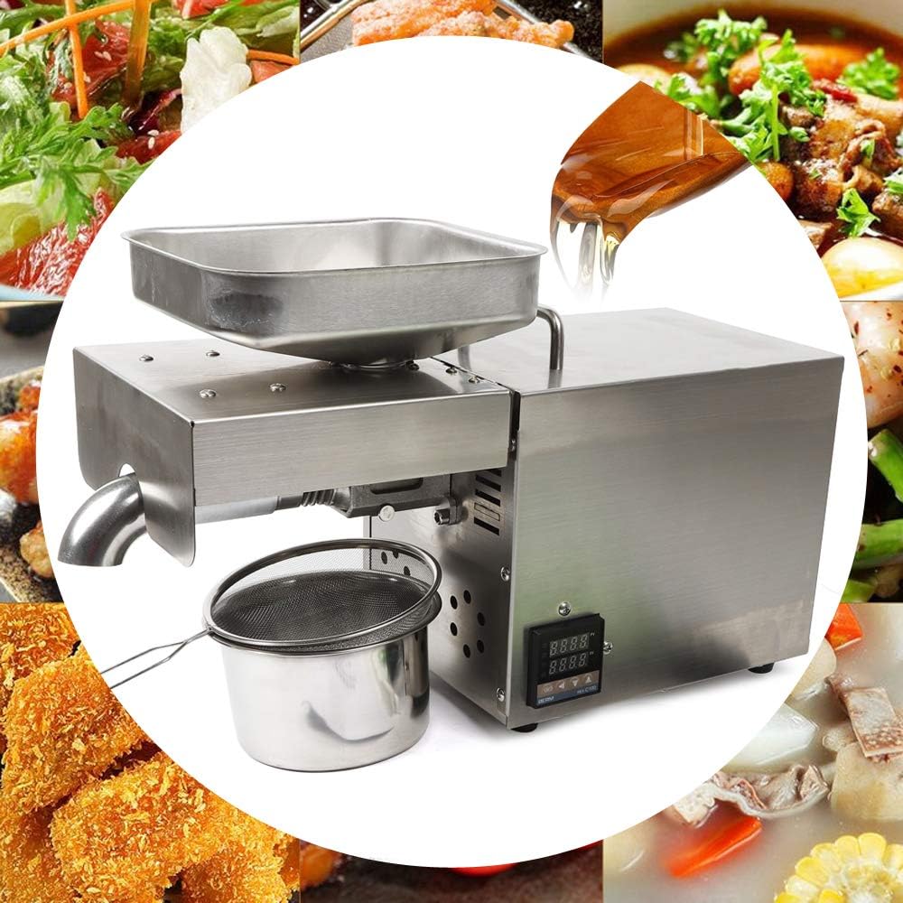 RanBB Automatic Oil Press Machine, 1500W 110V Automatic Oil Extractor Organic Oil Expeller with Intelligent Oil Temperature Control