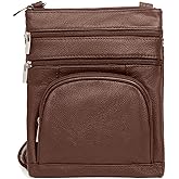 TOVOSO Crossbody Bag for Women, Genuine Leather Multi-Pocket Purse with Adjustable Strap, RFID Protection, Built-In Wallet