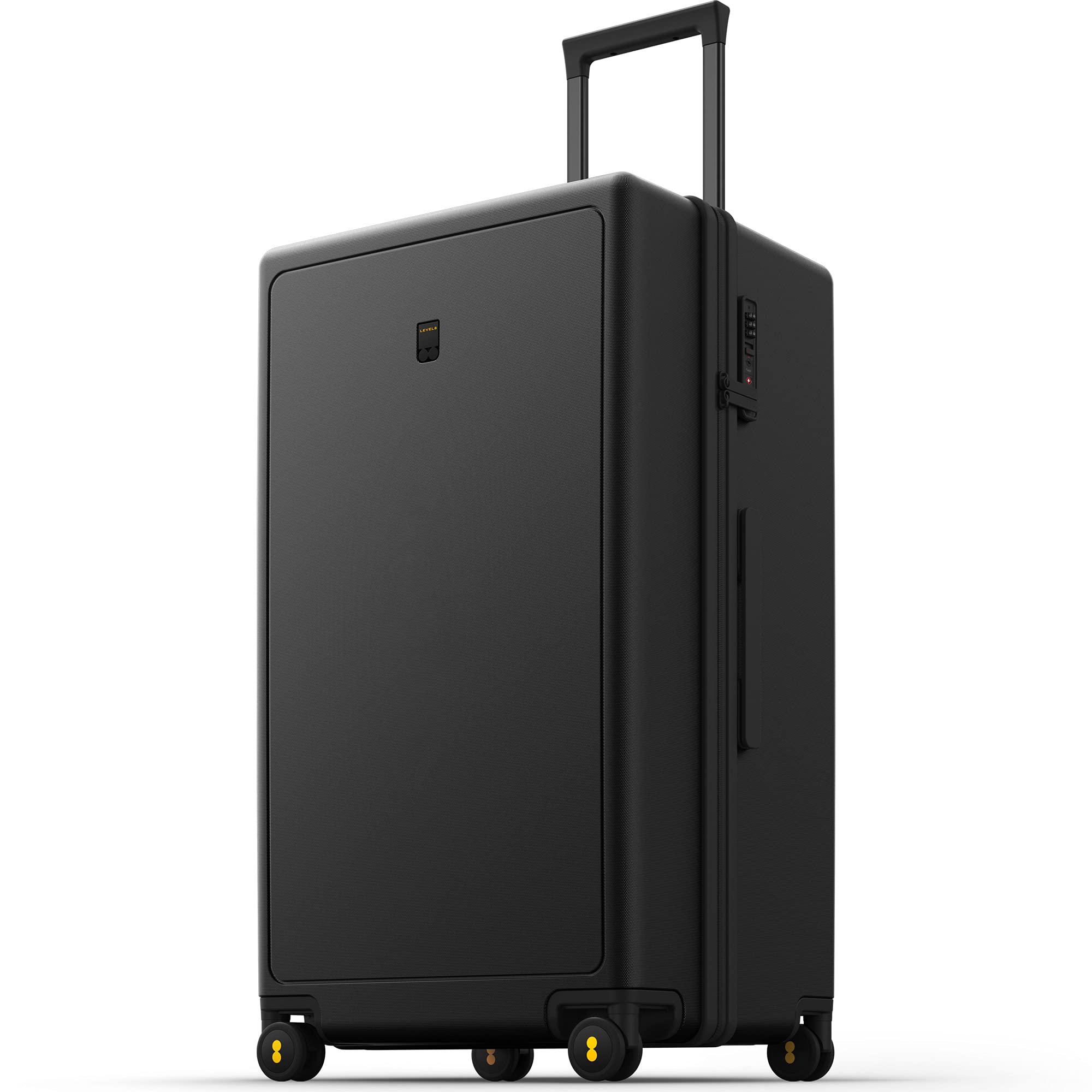 Photo 1 of LEVEL8 Trunk Luggages, Large Suitcase 28 Inch Luggage with Spinner Wheels, Luminous Textured Checked Lightweight Hard Shell with Tsa Lock, Black