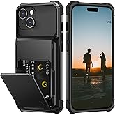 Nvollnoe Compatible with iPhone 15 Case with Card Holder[Store 5 Cards] Dual Layer Heavy Duty Shockproof Wallet Case with Hidden Card Slot Large Storage Cover for Men&Women 6.1 inch(Black)