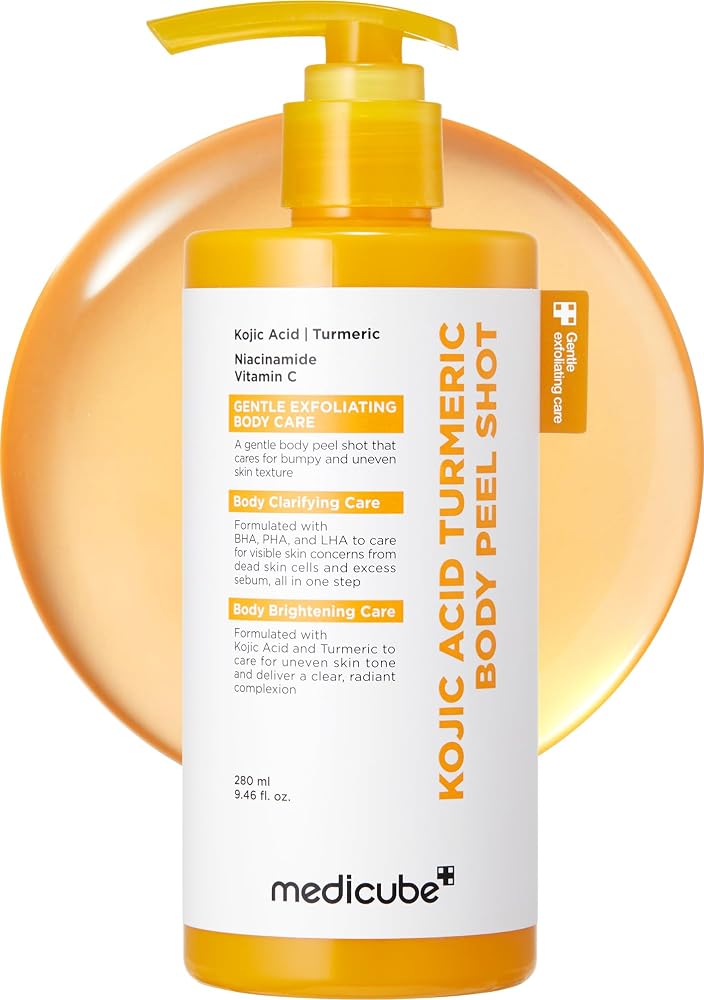 medicube Body Peel Shot with Kojic Acid and Turmeric | Gentle Body Brightening & Exfoliating with BHA LHA PHA - Dead Skin Cel