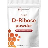 Pure D Ribose Powder, 1 KG (2.2 Pound &amp; 200 Servings) - Hair Support Supplement, Natural Simple Sugar, Dissolves Clear, Pharmaceutical Grade - Filler Free, No GMOs, No Gluten &amp; Water Soluble