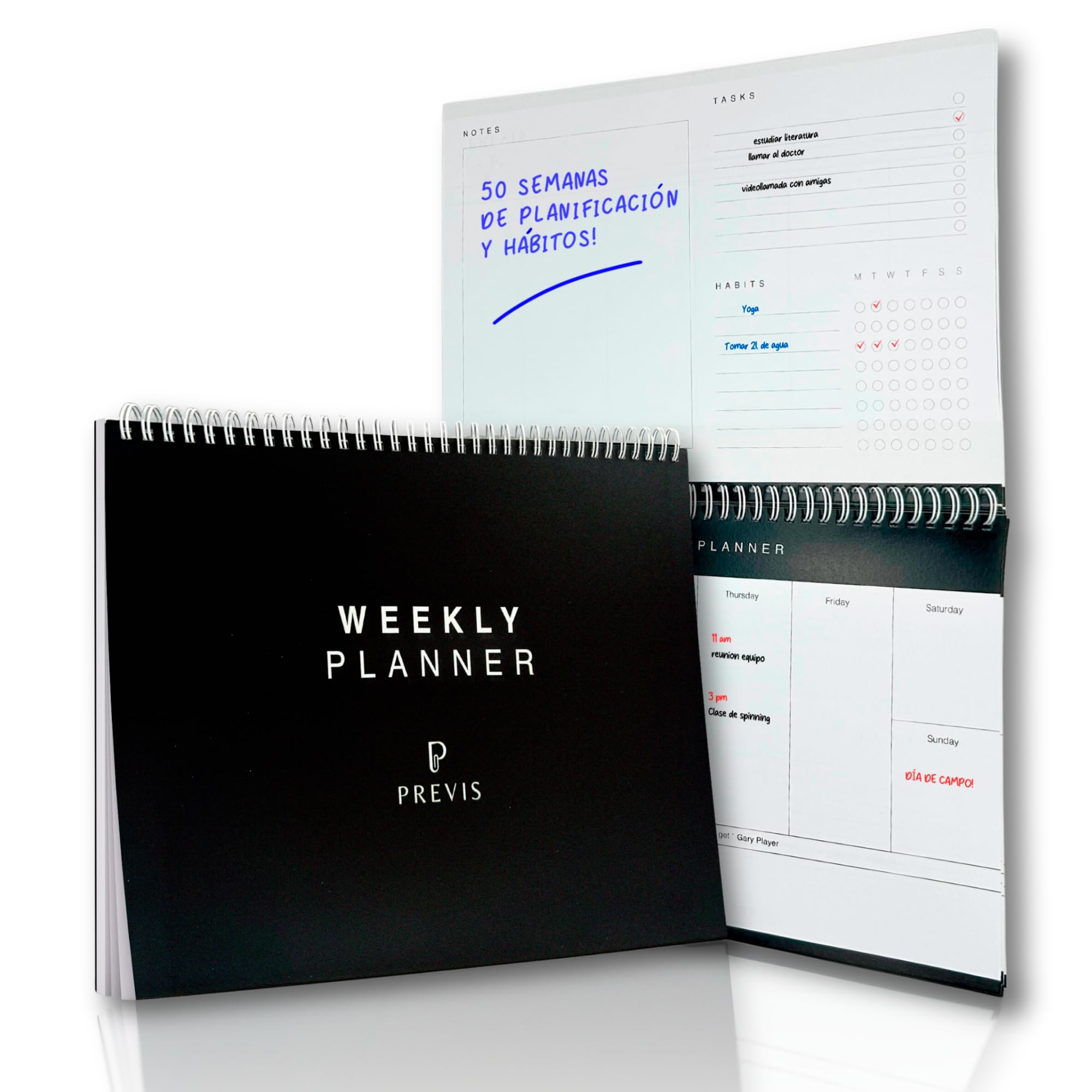 PREVIS Minimal and Productive Weekly Planner with Checklist of Tasks and Habits Bound A4-50 Weeks Paper 100 g – Weekly Planner with Calendar Week Ideal for Organizing and Desetresar