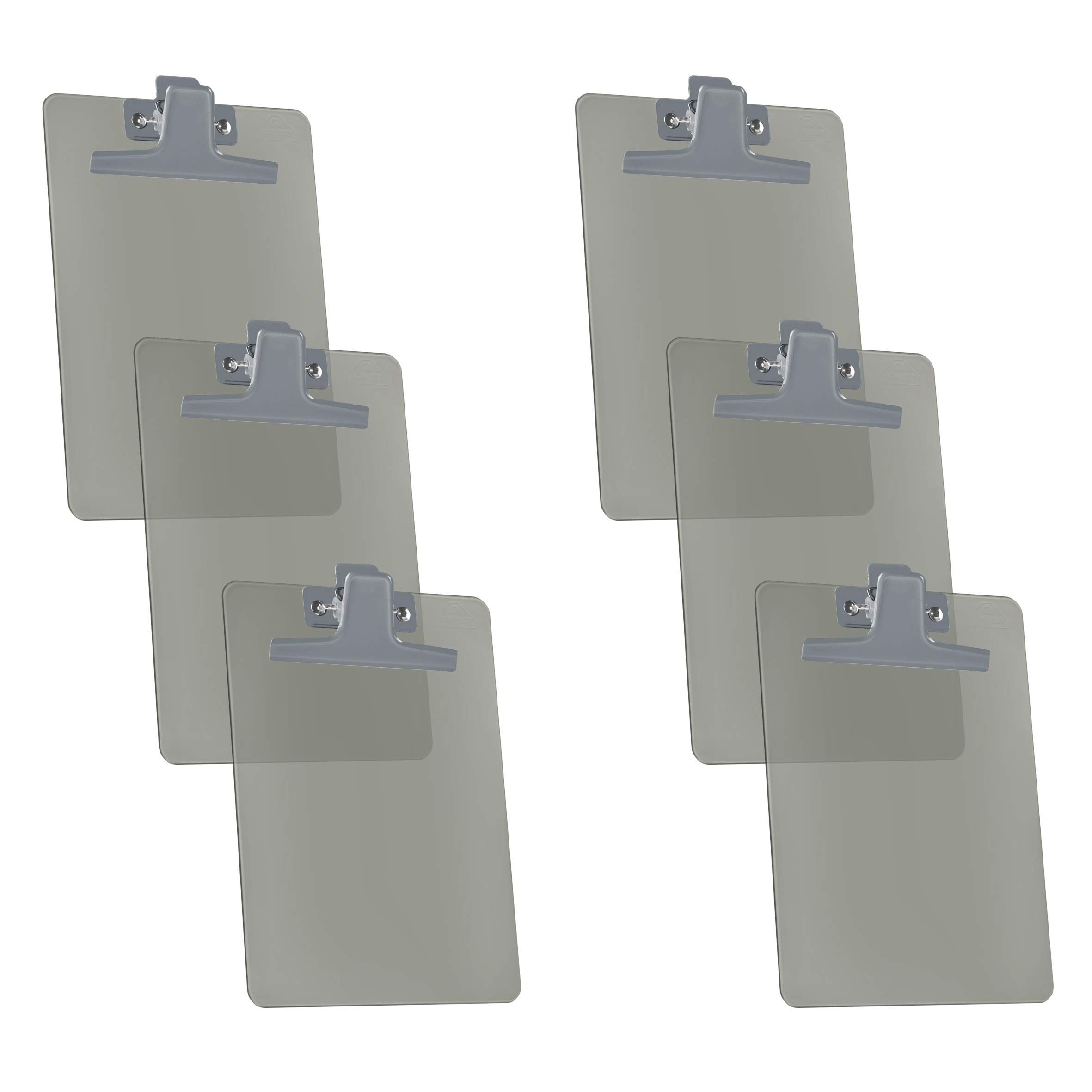 Acrimet Clipboard Memo Size A5 (23,5 cm x 16 cm) Premium Metal Clip (Plastic) (Smoke Color) (6 Pack)