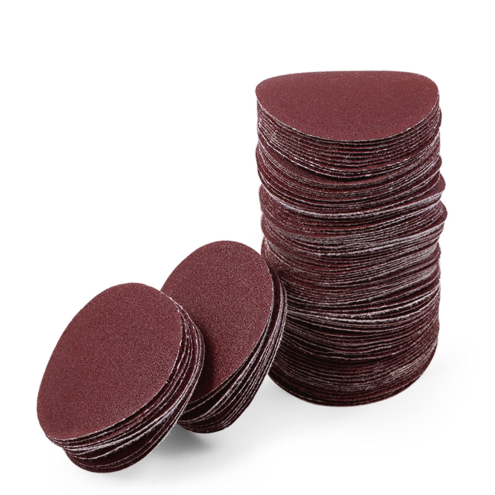 LEONTOOL 2 Inch Hook and Loop Sanding Discs 120 Grit 100Pcs Sandpaper Discs for Random Orbital Sander Pads Grinding Polishing Metal Wood Rubber Leather Plastic Stone Glass