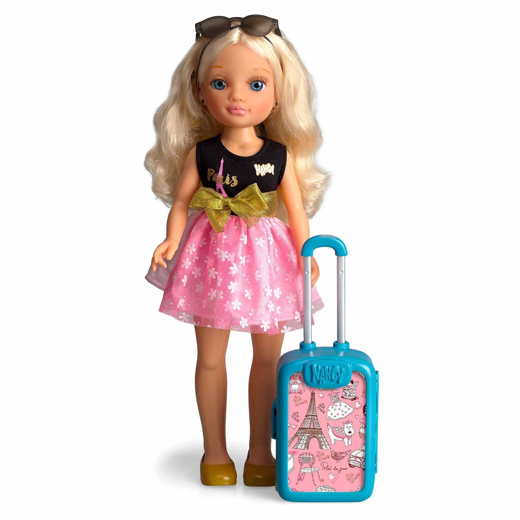 Nancy - Chic Travel To Paris, with a Pink Suitcase to Store All Travel and Beauty Doll Accessories, Toy for Girls and Boys Ages 3 and Up (700015341)