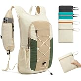 G4Free 20L Lightweight Packable Hiking Backpack for Women Men | Small Water Resistant Foldable Daypack with Phone Pocket for Travel Camping Outdoor, Beige+Green