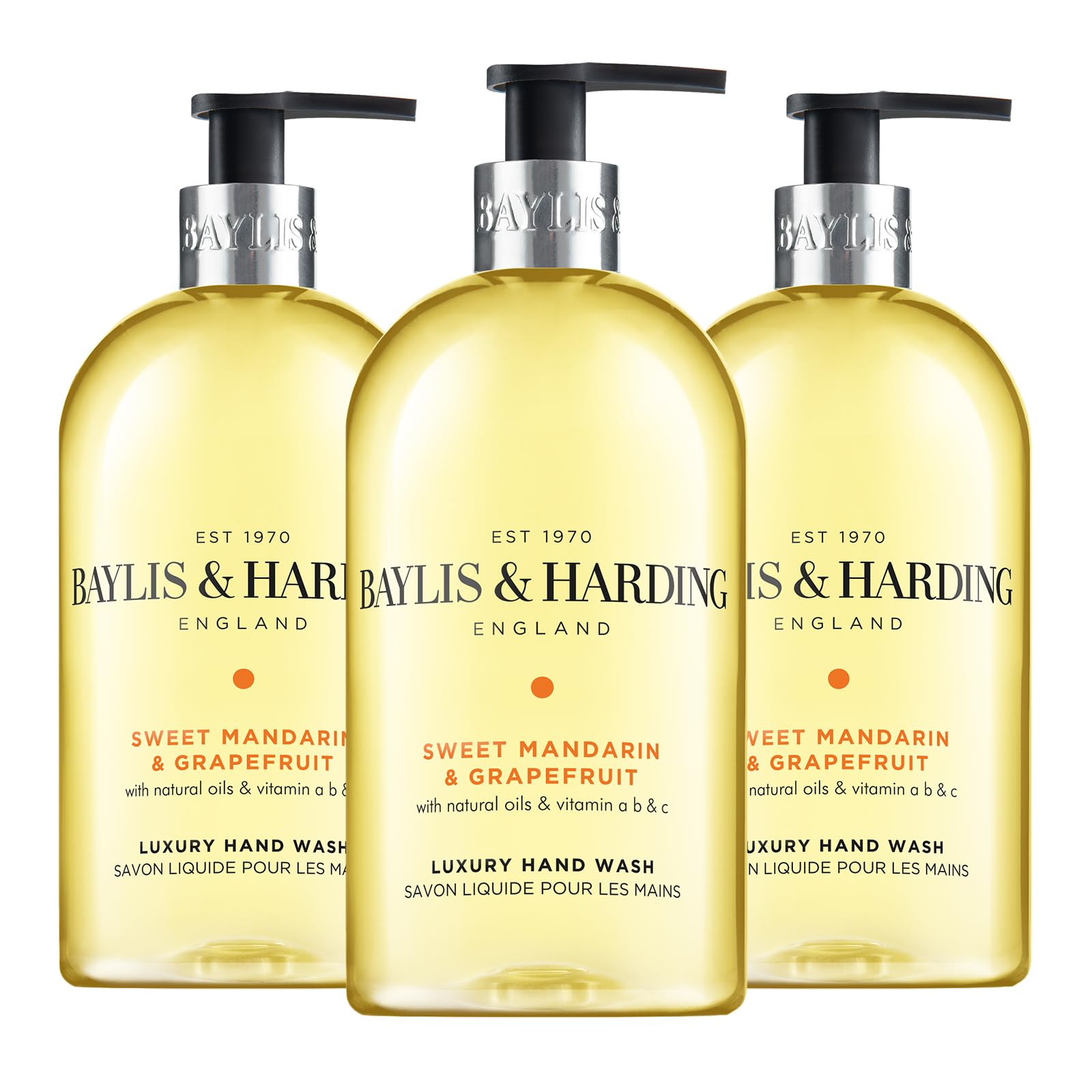 Baylis & Harding Sweet Mandarin and Grapefruit Hand Wash, 500 ml (Pack of 3) - Vegan Friendly — image 1