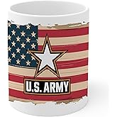 US Army Ceramic Coffee Mug 11oz Military Soldier Pride - Tea Coffee Mug with Comfortable Grip - Unique Fun Gift White Cup for Office or Home - Vibrant Long-Lasting Print ID44991