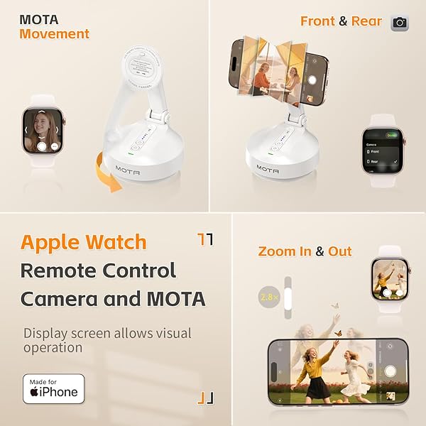 COMITOK MAGNETIC AUTO FACE TRACKING STAND TRIPOD MOTA FOR IPHONE FOLLOWS YOUR MOVEMENT HANDS-FREE VIDEO RECORDING WITH 360 DEGREE HOLDER FOR LIVESTREAMING, VLOG, SUPPORT TIKTOK, YOUTUBE – WHITE