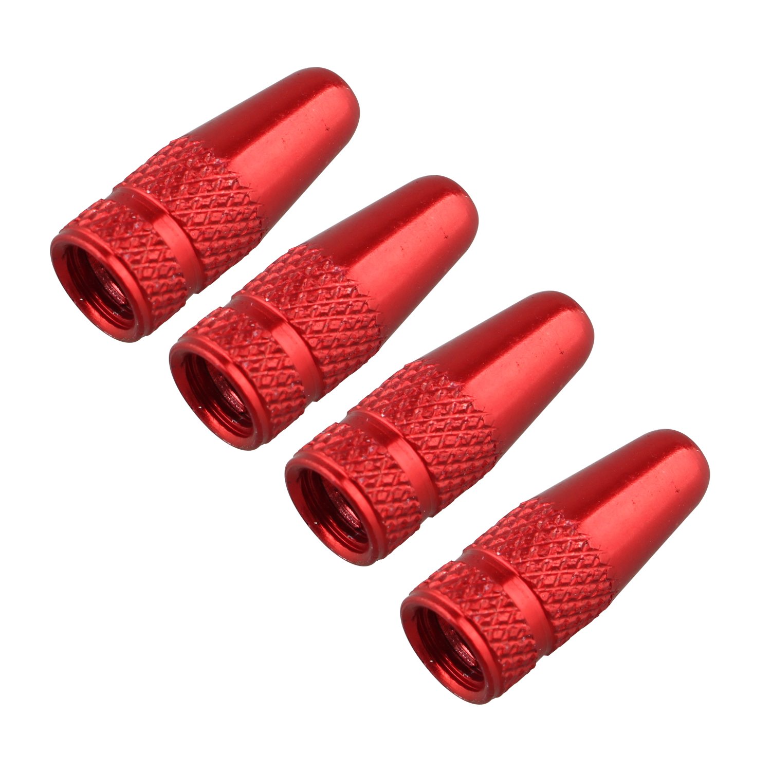 Futheda 4pcs Dust Caps Aluminium Bike Tyre Stem Air Valve Caps Bicycle Wheel Tire Presta Valve Stem Cover High Pressure Bicycle Accessories Red