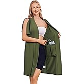 Deyeek Women's Post Surgery Mastectomy Robe with 4 Internal Drain Pockets Short Sleeve Adaptive Nightgowns Pajama Dress Shirt