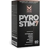 METISNutrition Pyro Stim 7 Metabolism Booster Fat Loss Support Energy Boost - Once-A-Day Thermogenic with Teacrine for Focus, Appetite Control, Muscle Toning, and Mood Control (60 Capsules)