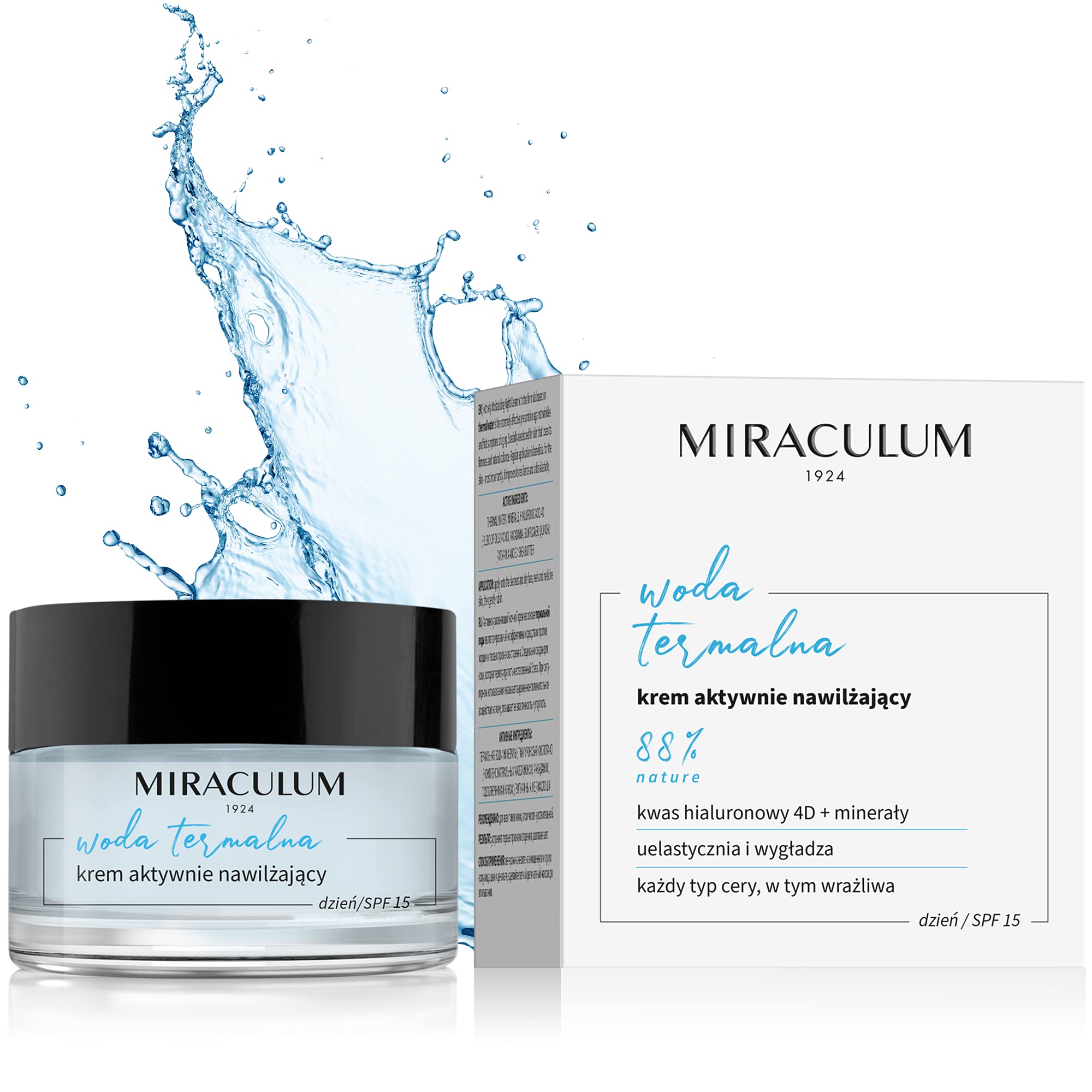 MIRACULUM 1924 Moisturising Day Cream with SPF – Day Cream for Women – Day Cream SPF 15 with Thermal Water – Vegan-Friendly Face Moisturiser – Anti-Aging Hyaluronic Acid Day Cream - 50 ml