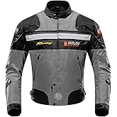 BORLENI Motorcycle Jacket Motorbike Riding Jacket Windproof Motorcycle Full Body Protective Gear CE Armor All Season Gray L