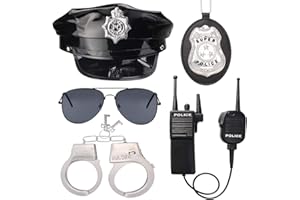 Beelittle Police Hat Handcuffs Walkie Talkies Badge Sunglass Costume Accessories