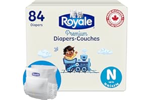 Royale Premium Diapers, Size NB (Up to 10 lb), 84 Count, Disposable Baby Diapers