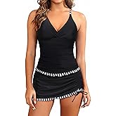 Daci Women Tankini Swimsuits with Skirt - Two Piece Tummy Control Skirted 2PC Bathing Suits Swimwear