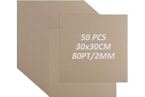 DAJAVE Lot de 50 planches de reliure de livres de 30,5 x 30,5 cm, en carton d'aggloméré épais de 2 mm, 80 points, fournitures