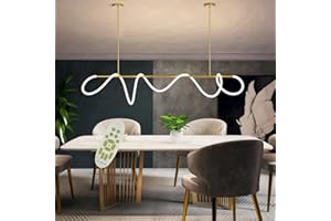 ASDMD 78" Pendant Lights Kitchen Island, 41W LED Dimmable Chandelier with Remote Control, Aluminum Linear Hanging Light Fixture for Dining Room Kitchen Island Bar (Gold, 78 in)