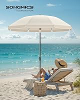 SONGMICS 1.8m Parasol Garden Umbrella UPF 50+ 30° Tilt Adjustable Beige view 2