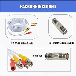 SLLEA White 65ft BNC Cable Cord Replacement for