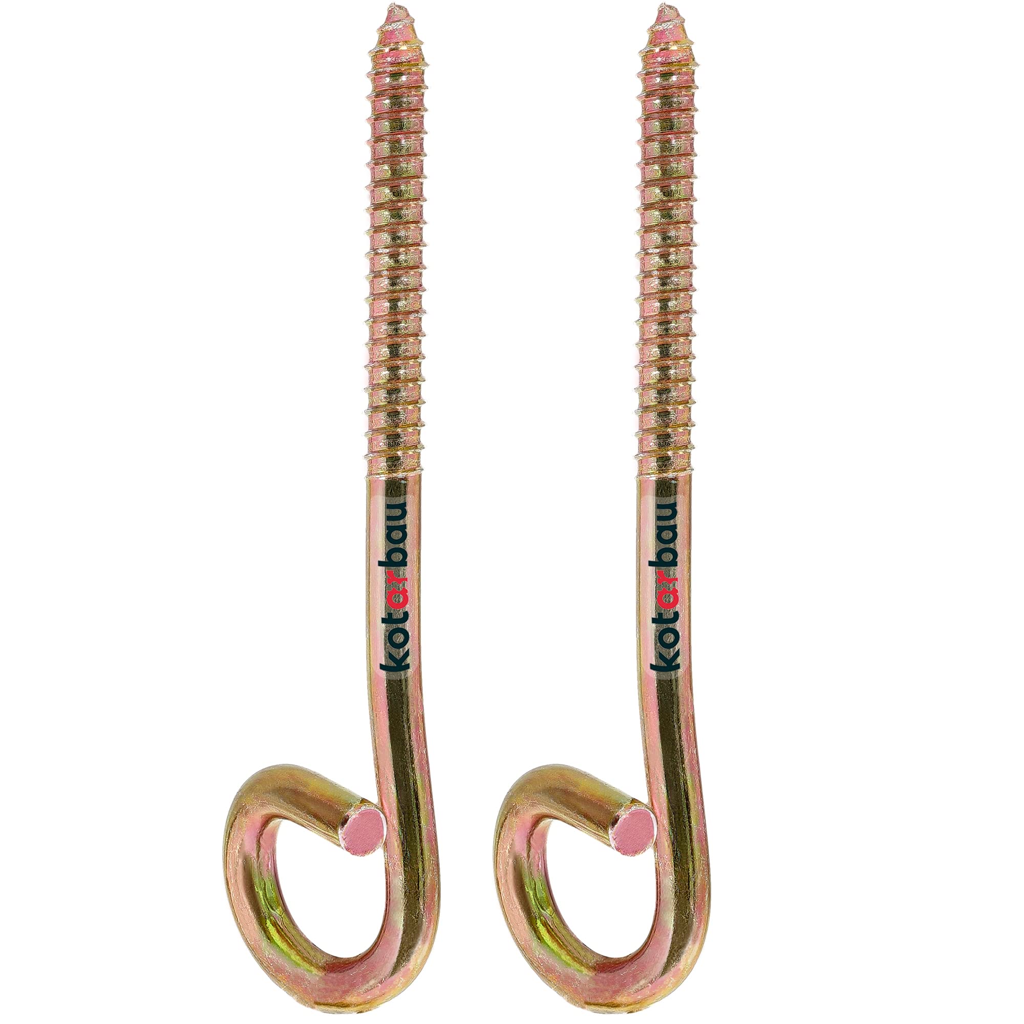 KOTARBAU® M10 Swing Hooks with Wood Thread, Wood Screws, Ceiling Hooks for Hanging Chair, Hammock, Safety Screws, Yellow (Pack of 2)