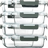 M MCIRCO [8-Pack,30 oz] Meal Prep Containers,Food Storage Airtight Glass lunch Containers with Lids - BPA-Free Microwave, Ove