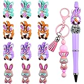 WOZADU 3D Silicone Beads for Keychain Making, 12 PCS Easter Theme Silicone Focal Beads for Pen, Loose Beads for Bracelet Necklace Lanyard Jewelry and Handmade Crafts Making