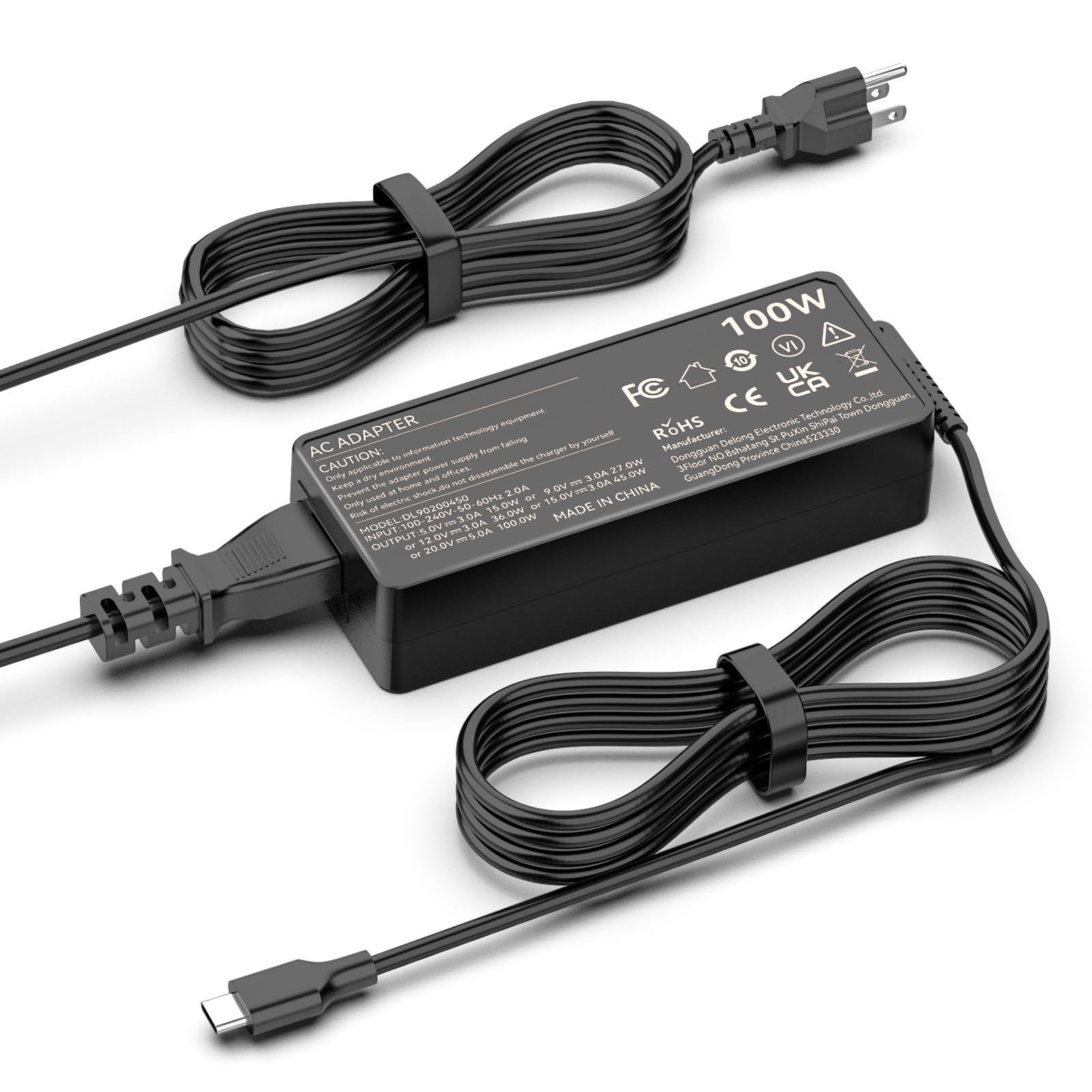 Photo 1 of 100W USB C Laptop Charger, Fast Charger Compatible with Lenovo ThinkPad, Yoga, HP, Asus, Acer, Dell, MSI, MacBook Pro/Air Laptops and Tablets; Universal Type C Chromebook Laptop Power Supply Cord