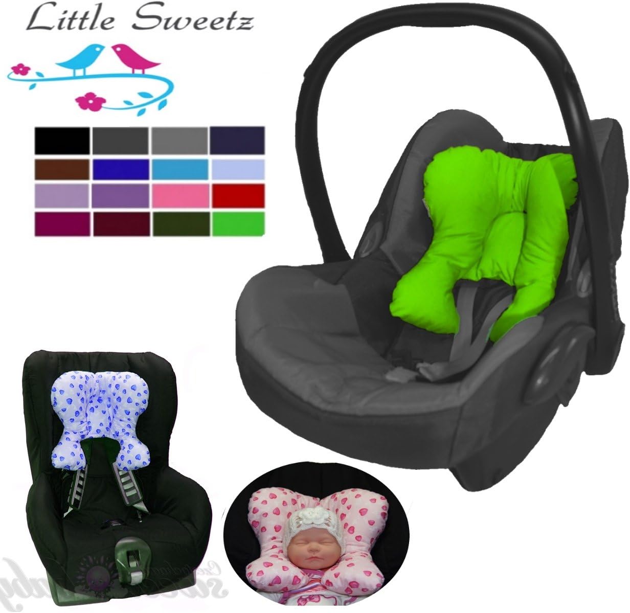 Little Sweetz Multi Support Cosy Soft Maxi/Relaxing Seat Liner * * * BABY PILLOW WITH Recess for Pram/Pushchair e.g. Maxi Cosi/Römer King, cots, Nursing Cushion