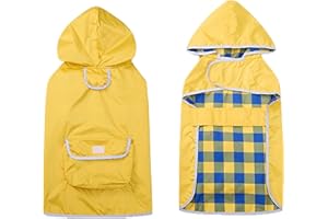 Brabtod Dog Raincoat Waterproof Hooded Dog Rain Jackets Lightweight Packable Rainponch Outdoor Reflective Raincoat for small medium dog puppies,with Portable pouch-Yellow-M