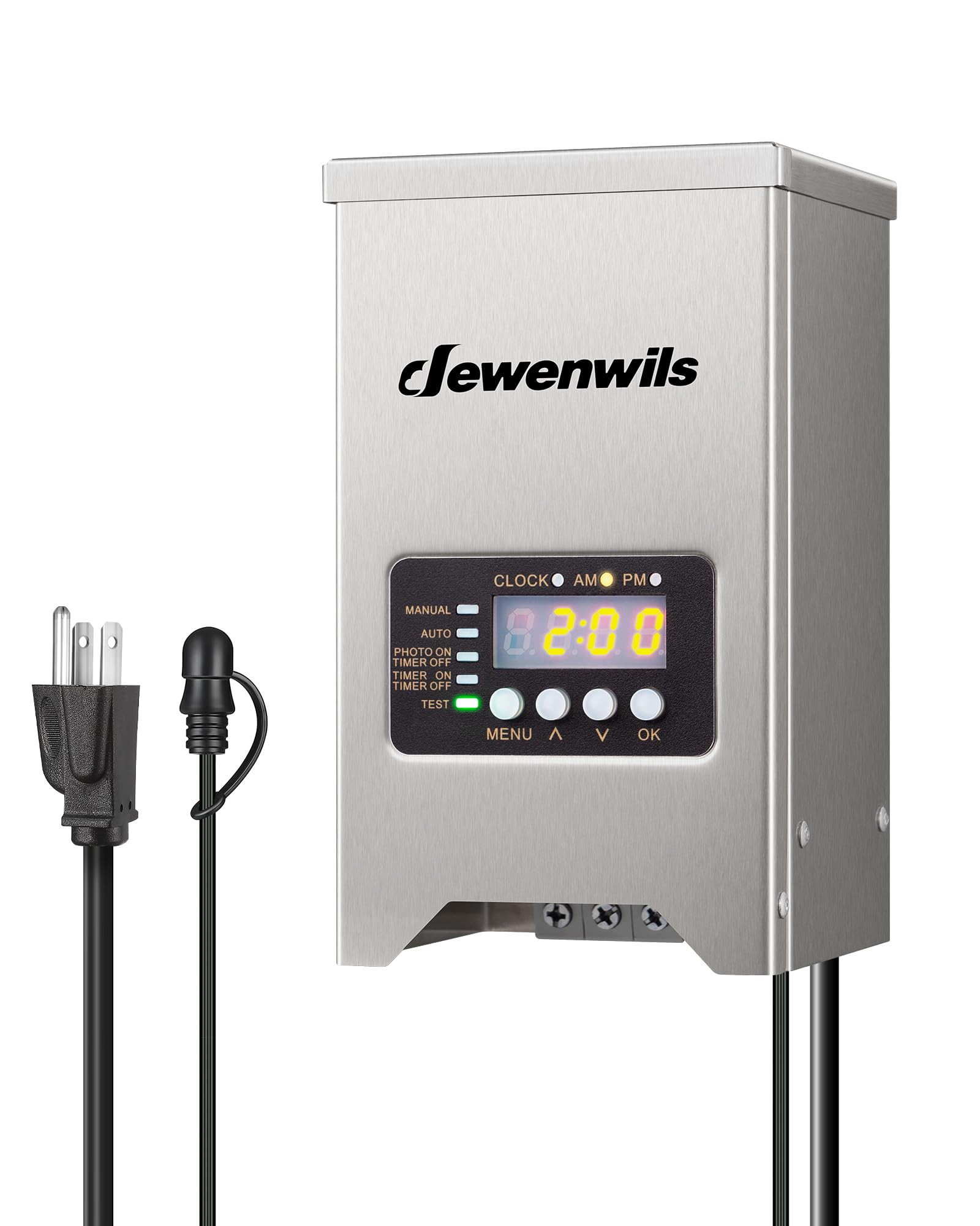 Photo 1 of DEWENWILS 150W Low Voltage Landscape Transformer, Outdoor Low Voltage Transformers with Photocell Sensor & Timer, 120V AC to 12V/15V AC Waterproof, Landscape Lighting Transformer for LED Lighting