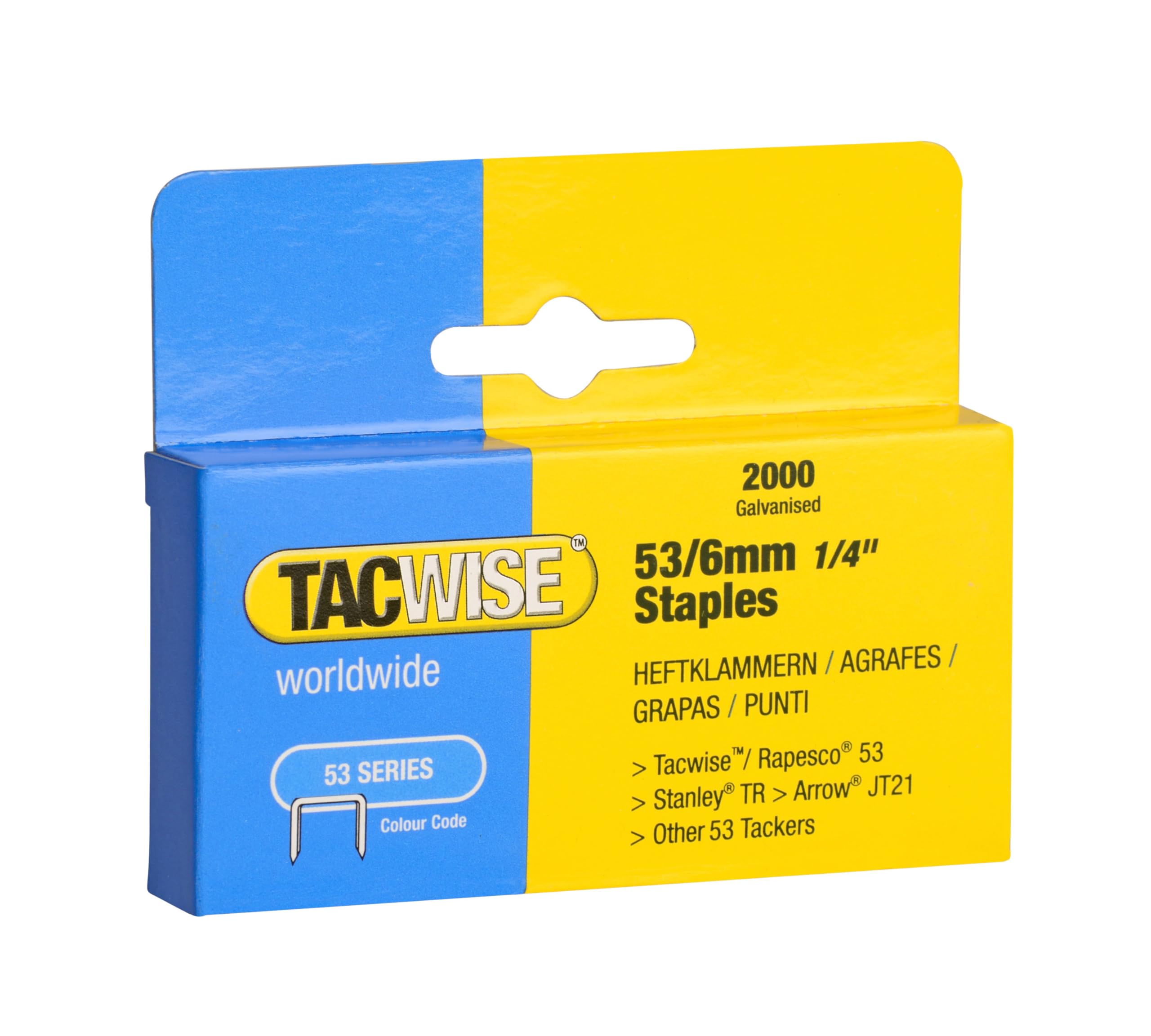 Tacwise 0334 Type 53 / 6 mm Galvanised Staples, Pack of 2000 — image 1