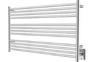 HEATGENE Towel Warmer 12 Bar Towel Dryer Wall-Mounted Plug-in Bath Towel Heater - Brushed