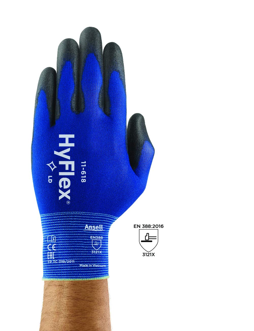 Ansell HyFlex 11618 Work Gloves in Nylon, ExtraThin, Mechanics Glove
