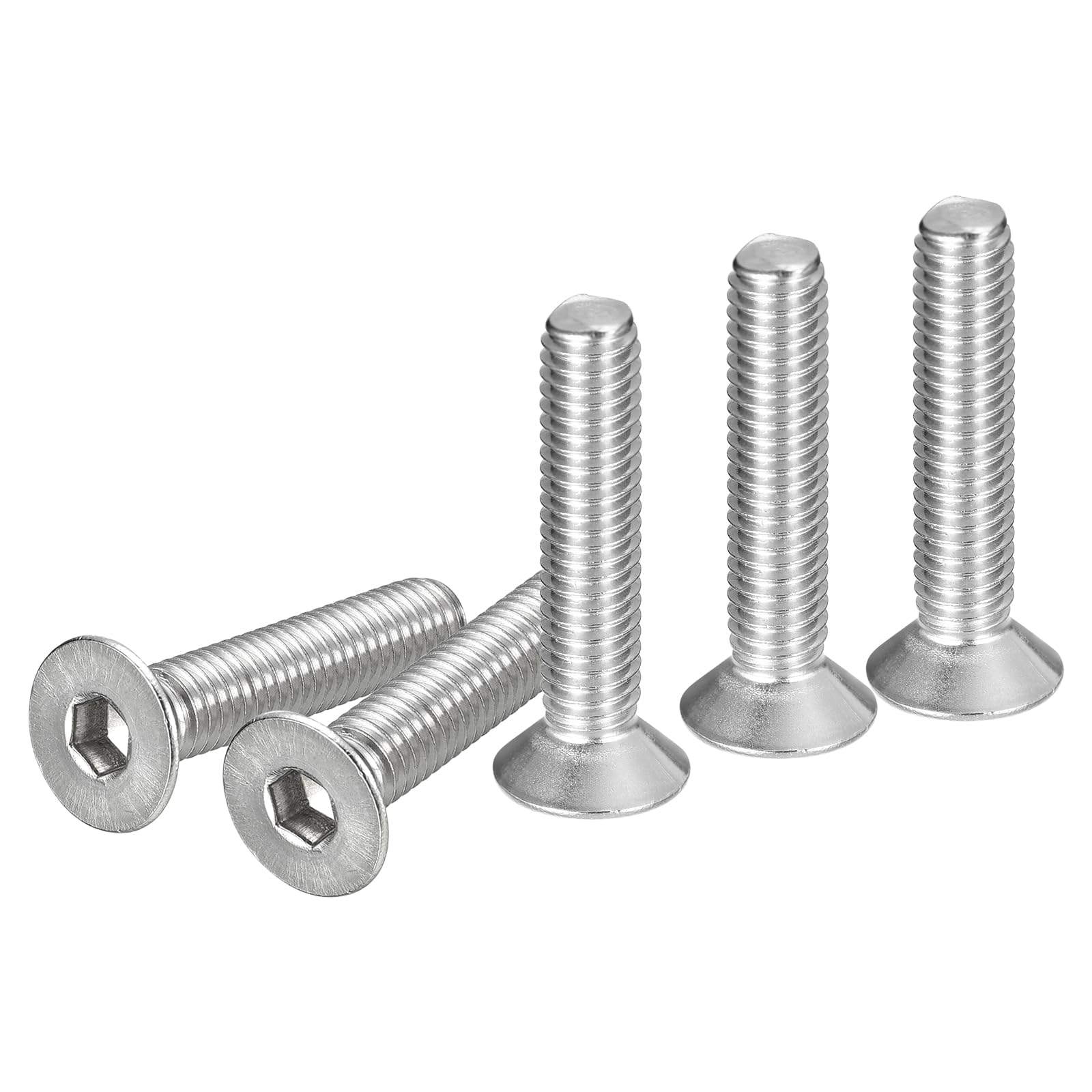 DTGN M6-1 x 30mm Flat Head Socket Cap Screws, 50 Pack 304 Stainless Steel Hex Socket Flat Head Screws, Full Thread, Countersunk Bolts