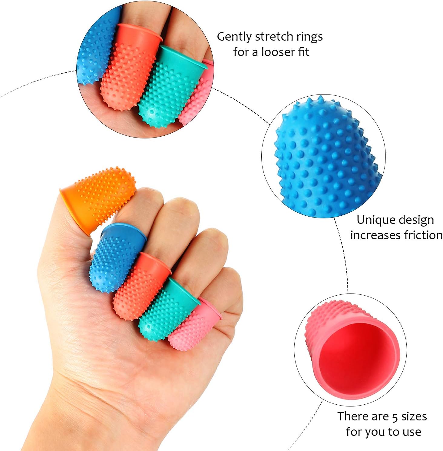 10 Pieces Rubber Fingers with 1/2 Oz Fingertip Moistener NonSlip