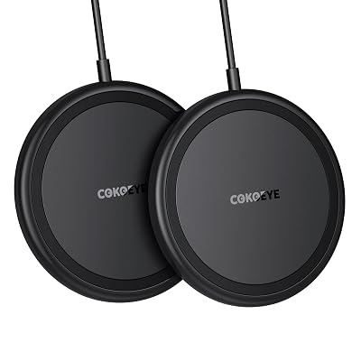 COKOEYE Wireless Charger, 15W Max Fast Wireless Charging Pad 2-Pack Compatible with iPhone 17/17 Air/17 Pro/17 Pro Max/16/15/14/13/12/Samsung S24/S24Ultra/S23Ultra/S22/S21,AirPods Pro2