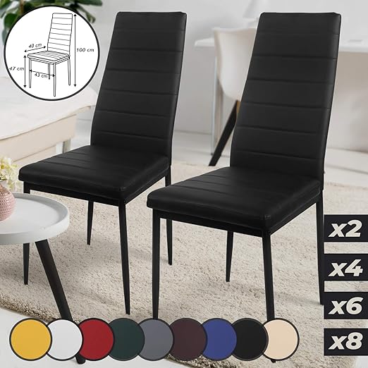 8x Sillas Respaldo Alto Sillas De Comedor Marron Arte Cuero Silla Acolchado En Casa