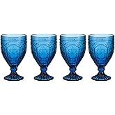 Fitz and Floyd Trestle Glassware Ornate Goblets, 4 Count (Pack of 1), Indigo