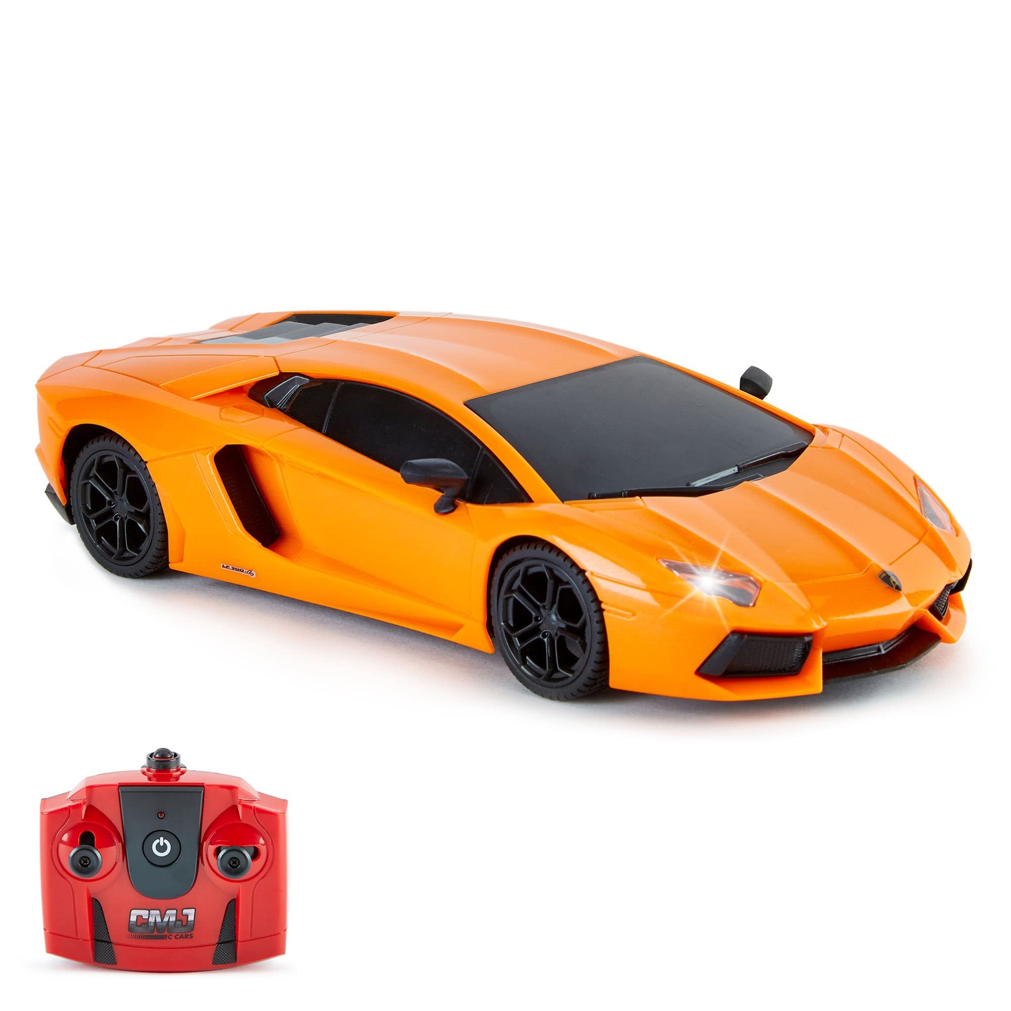 CMJ RC Cars Lamborghini Aventador LP700-4 Officially Licensed Remote Control RC Car 1:24 Scale Working Lights 2.4Ghz (Orange)