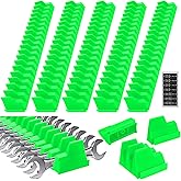 Chunful 100 pcs Modular Wrench Organizer Holder Wrench Tool Organizers Storage Racks Set with Metric & SAE Label for Tool Box Drawer Storage for Father Brother Professional Mechanics Men (Green)