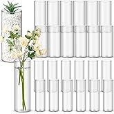 Nuogo 24 Pcs 10 Inch Acrylic Clear Cylinder Vase Plastic Flower Vase Unbreakable Tall for Wedding Centerpieces Party Home Plants Bouquet Decor