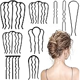 9 Pieces Hair Side Combs, Metal Hair Fork Clip French Twist Comb for Updo Bun, Teeth Hair Pins U-Shape Hair Sticks for Women Hair Styling Tool Accessories (Black)