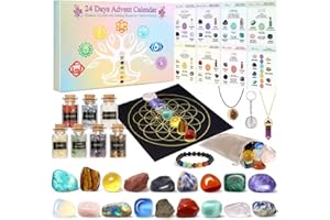 MUNUTIX Crystal Advent Calendar 2025 for Women, 24 Days Christmas Countdown Calendar with Healing Crystals, Gemstones, Chakra Stones, Mineral Rocks, Advent calendar for Teen Girls, Adult Women, Spiritual Christmas Gifts for Her, Meditation, Yoga, Witchy-32pcs