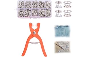 BOLSDOIC Snap Button Kit, 100 Sets 0.37'' Metal Snap Buttons with Fastener Pliers Press Tool and Box, No Sewing Rust Proof DIY Press Studs Button Fix Tools Perfect for DIY Crafts Clothes Hats